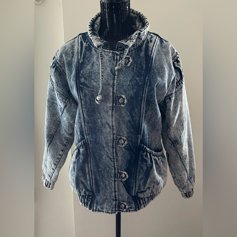 Vintage 80s Acid Wash Blue Denim Jacket Size Medium
